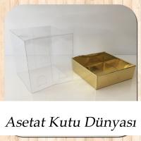 7x7x7 Ölçülü Altı Gold Karton Üstü Asetat Kutu