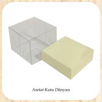 7x7x7 Ölçülü Altı Krem Karton Üstü Asetat Kutu