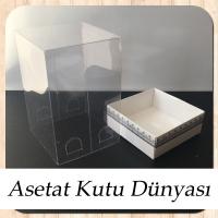 8x8x12 Asetat, Tek Taraflı Beyaz Üzerine Gümüş Kilim Desenli Kutu