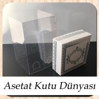 8x8x12 Asetat, Tek Taraflı Beyaz Üzerine Gümüş Kilim Desenli Kutu