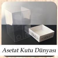 8x8x12 Asetat, Tek Taraflı Beyaz Üzerine Gold Saray Desenli Kutu
