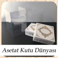 8x8x12 Asetat, Çift Taraflı Beyaz Üzerine Gold Saray Desenli Kutu