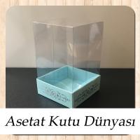 8x8x12 Asetat, Tek Taraflı Mavi Üzerine Gümüş Saray Desenli Karton Kutu
