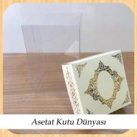 8x8x12 Asetat, Tek Taraflı Krem Üzerine Gold Saray Desenli Kutu