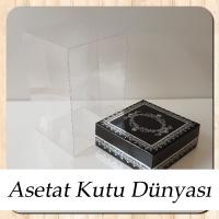 8x8x12 Asetat, Tek Taraflı Siyah Üzerine Gümüş Kilim Desenli Kutu