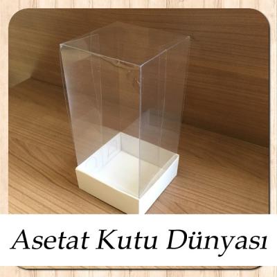 8x8x16 Asetat, Tek Taraflı Beyaz Karton Kutu