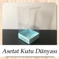 8x8x16 Asetat, Tek Taraflı Mavi Üzerine Gümüş Saray Desenli Karton Kutu