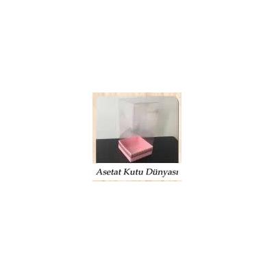 8x8x16 Asetat, Tek Taraflı Pembe Üzerine Gold Kilim Desenli Karton Kutu