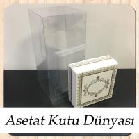 8x8x16 Asetat, Tek Taraflı Beyaz Üzerine Gold Kilim Desenli Kutu
