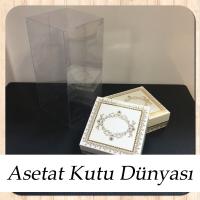 8x8x16 Asetat, Çift Taraflı Beyaz Üzerine Gold Kilim Desenli Kutu