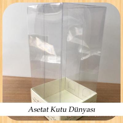 8x8x16 Asetat, Tek Taraflı Krem Üzerine Gümüş Saray Desenli Kutu