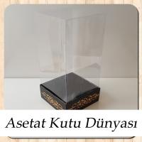 8x8x16 Asetat, Tek Taraflı Siyah Üzerine Gold Saray Desenli Kutu
