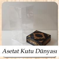 8x8x16 Asetat, Tek Taraflı Siyah Üzerine Gold Saray Desenli Kutu