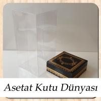 8x8x16 Asetat, Tek Taraflı Siyah Üzerine Gold Kilim Desenli Kutu