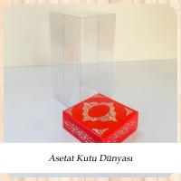 8x8x16 Asetat. Tek Taraflı Kırmızı Üzerine Gümüş Saray Desenli Kutu