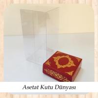 8x8x16 Asetat, Tek Taraflı Bordo Üzerine Gold Saray Desenli Kutu
