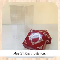 8x8x16 Asetat, Çift Taraflı Bordo Üzerine Gümüş Saray Desenli Kutu