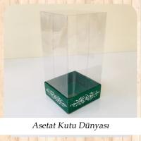 8x8x16 Asetat, Tek Taraflı Yeşil Üzerine Gümüş Saray Desenli Kutu