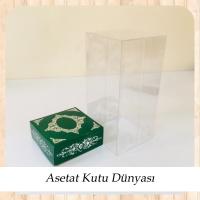8x8x16 Asetat, Tek Taraflı Yeşil Üzerine Gümüş Saray Desenli Kutu
