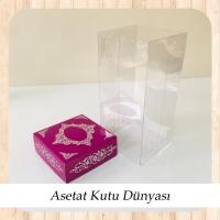 8x8x16 Asetat, Tek Taraflı Mor Üzerine Gümüş Saray Desenli Kutu