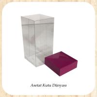 8x8x16 Asetat, Tek Taraflı Mor Karton Kutu