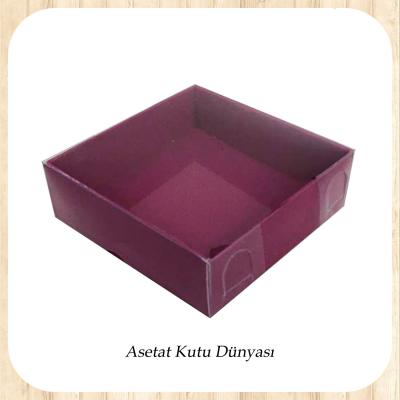 8x8x2 Altı Mor Karton Üstü Asetat Kutu