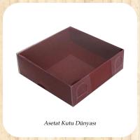 8x8x2 Altı Bordo Karton Üstü Asetat Kutu