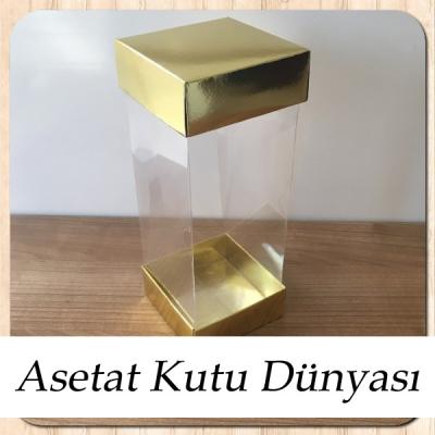 8x8x20 Asetat Çift Taraflı Gold Kutu