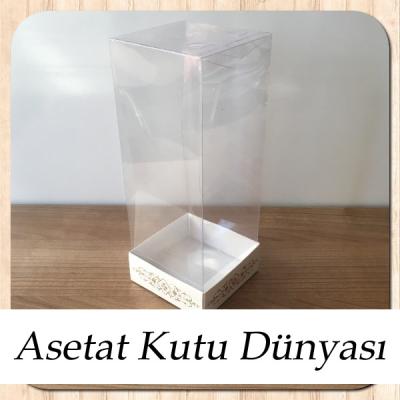 8x8x20 Asetat, Tek Taraflı Beyaz Üzerine Gold Saray Desenli Kutu