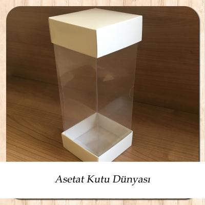 8x8x20 Asetat, Çift Taraflı Beyaz Kutu