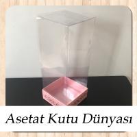 8x8x20 Asetat, Tek Taraflı Pembe Üzerine Gold Saray Desenli Karton Kutu