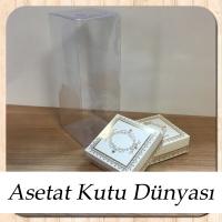 8x8x20 Asetat, Çift Taraflı Beyaz Üzerine Gold Kilim Desenli Kutu