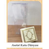8x8x20 Asetat, Tek Taraflı Krem Üzerine Gold Kilim Desenli Kutu