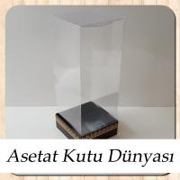 8x8x20 Asetat, Tek Taraflı Siyah Üzerine Gold Kilim Desenli Kutu