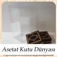 8x8x20 Asetat, Çift Taraflı Siyah Üzerine Gold Kilim Desenli Kutu