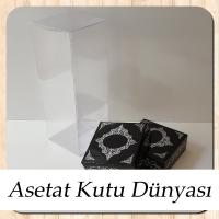 8x8x20 Asetat, Çift Taraflı Siyah Üzerine Gümüş Saray Desenli Kutu