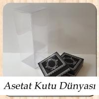 8x8x20 Asetat, Çift Taraflı Siyah Üzerine Gümüş Kilim Desenli Kutu