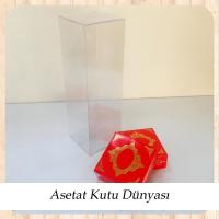 8x8x20 Asetat, Çift Taraflı Kırmızı Üzerine Gold Saray Desenli Kutu