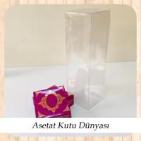 8x8x20 Asetat, Çift Taraflı Mor Üzerine Gold Saray Desenli Kutu
