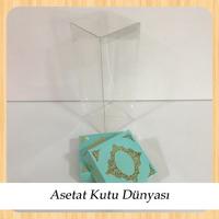 8x8x20 Asetat, Çift Taraflı Su Yeşili Üzerine Gold Saray Desenli Kutu