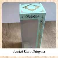 8x8x21 Pencereli Su Yeşili Üzeri Gold Saray Desenli Karton Kutu