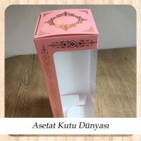 8x8x21 Pencereli Pembe Üzeri Gold Saray Desenli Karton Kutu