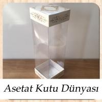 8x8x25 Asetat, Çift Taraflı Beyaz Üzerine Gold Saray Desenli Kutu