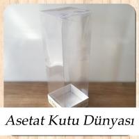 8x8x25 Asetat, Tek Taraflı Beyaz Üzerine Gold Saray Desenli Kutu