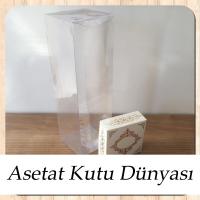 8x8x25 Asetat, Tek Taraflı Beyaz Üzerine Gold Saray Desenli Kutu