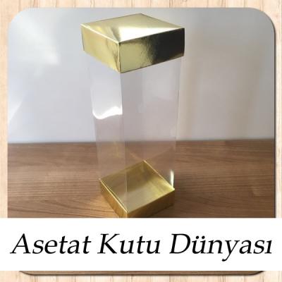 8x8x25 Asetat Çift Taraflı Gold Kutu