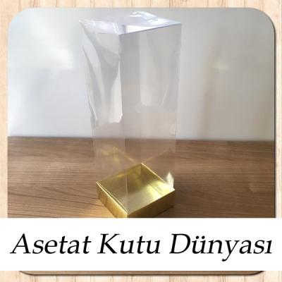 8x8x25 Asetat Tek Taraflı Gold Kutu