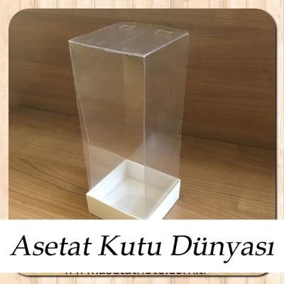 8x8x25 Asetat, Tek Taraflı Beyaz Karton Kutu