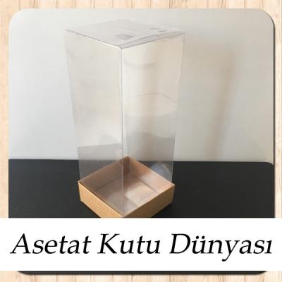 8x8x25 Asetat, Tek Taraflı Kraft Kutu
