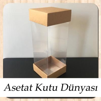 8x8x25 Asetat, Çift Taraflı Kraft Kutu